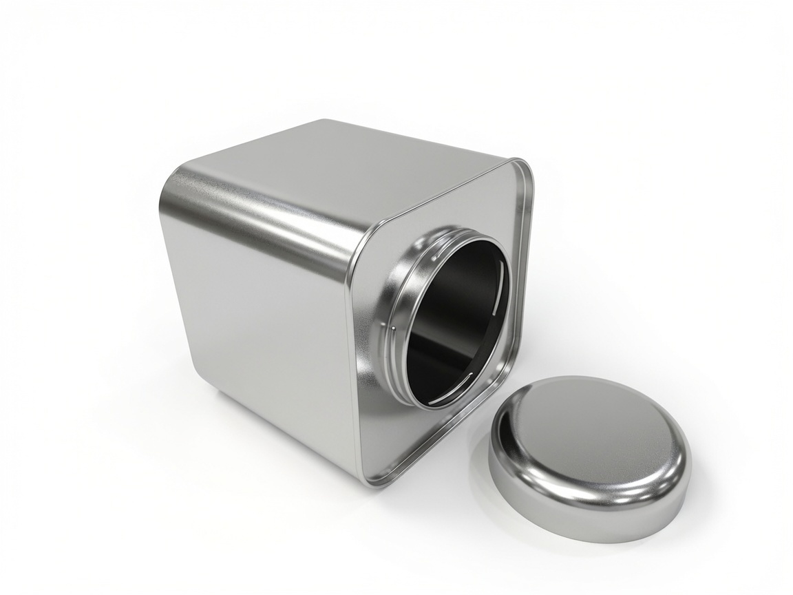 Square Silver Metal Tea Tin Can with Round Lid - Premium Loose Leaf Tea Storage, Chocolate, Matcha Powder, Candy, Coffee