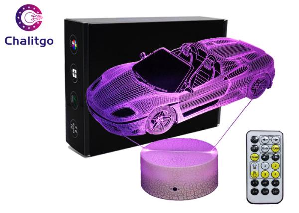 Car 3D LED Illusion Lamps 7 Colors Boys Bedrooms 3 AA Battery With Timer