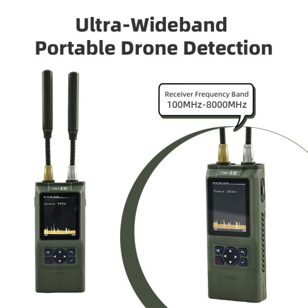 100MHz-8GHz Ultra-Wideband Handheld Drone Detector with Real-Time Video Capture and Precise Direction Finding