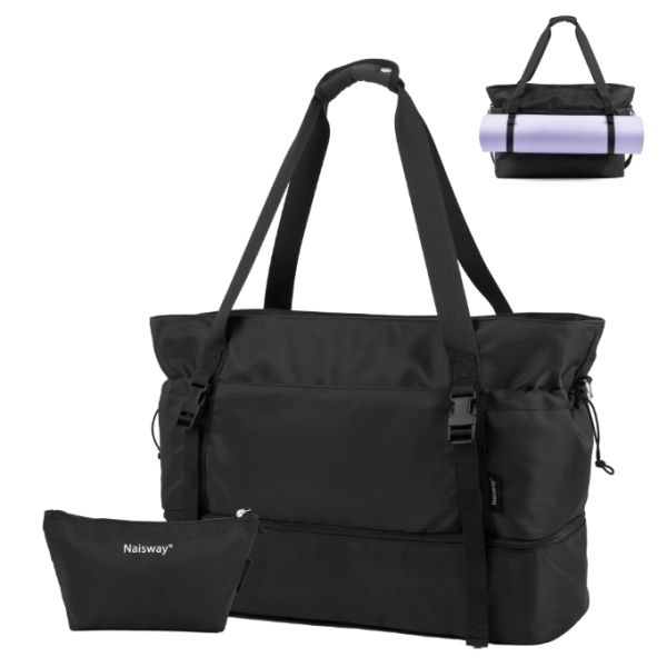 Mochila de viaje para mujeres para viajes, bolso, mochila, con compartimiento para zapatos y bolsillo húmedo, bolsa de estera de yoga, bolsa de fin de semana