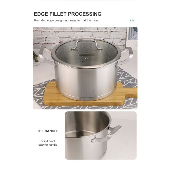 1.65kg Cookware Set Kitchen Pots and Pans Stainless Steel Cook Wear with Glass Cover