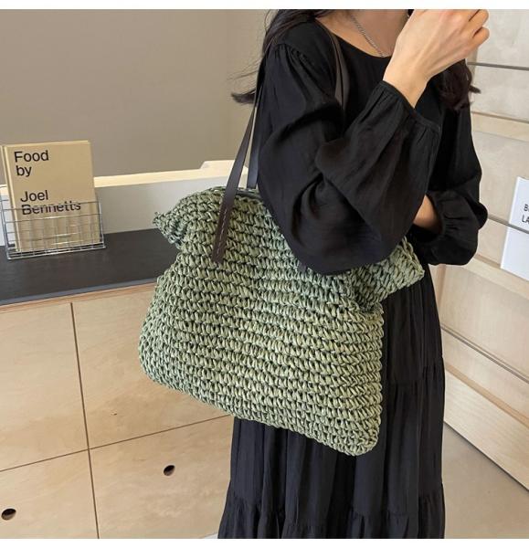 High Quality Wholesale Women'S Summer Crochet Raffia Straw Bag Handmade Designer Open Shoulder Bag Crochet Beach Bag for Women Summer Beach Totes Bag Women Crochet Purses Rattan Earrings