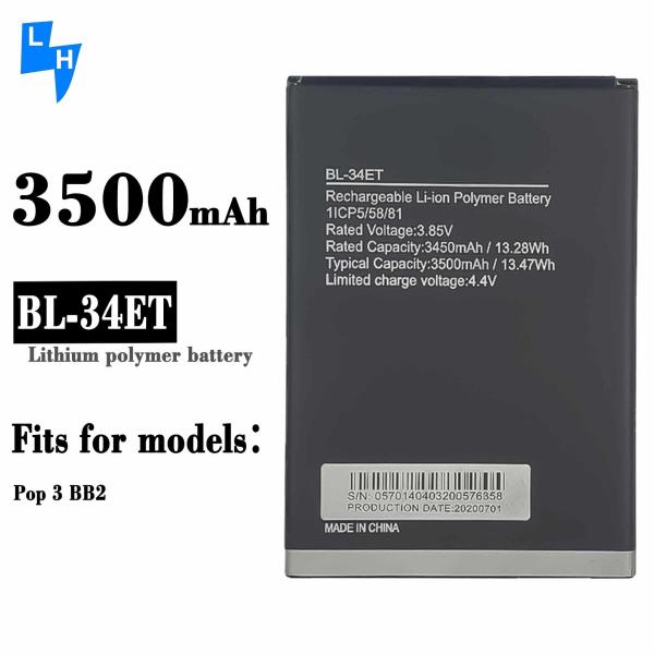 Tecno POP 3 BB2 Telefone Móvel BL-34ET Bateria recarregável original de polidores de iões de lítio