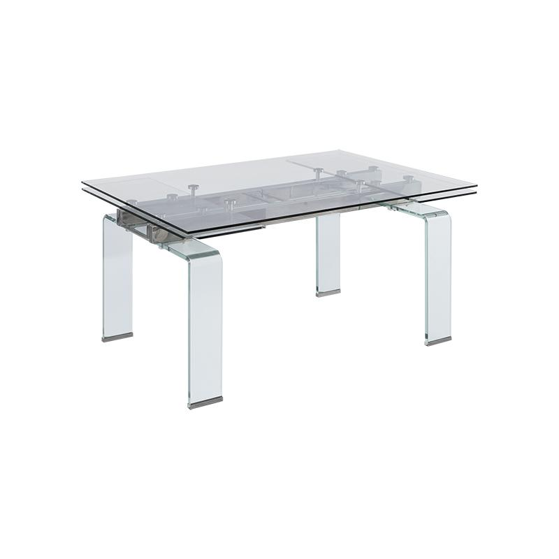 Fashion Rotated Stainless Steel  Living Furniture  Western Style  Tempered Glass Dinning Table Sets