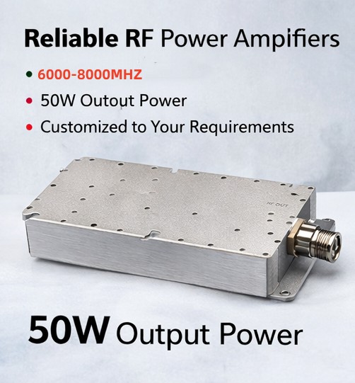 RF Power Amplifier Module with 50 Watt Covering 6 to 8GMHz for Signal Jamming Communication and Measurement