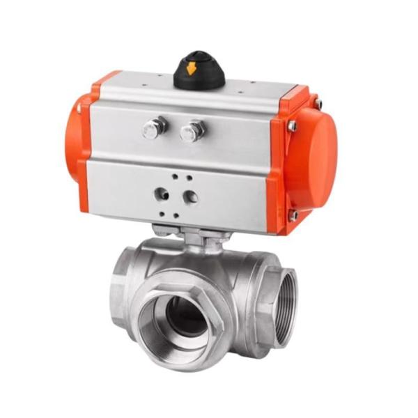 CF8m Class 150 NPT Thread Three Way Pneumatic Ball Valve For Versatile Applications