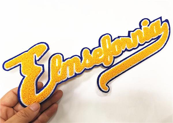 Yellow Word Iron On Chenille Patches Chenille Back Patch For Sweater