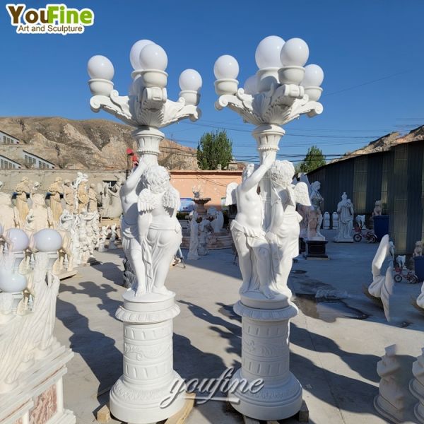 Life Size Decor Life Size Carved Woman Figure Sculpture Lamp Indoor Lighting Marble Statues