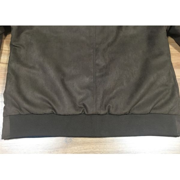 Mens Qulited And Ribbed Suede Bomber Coat Anti Wind Pu Hooded Jacket