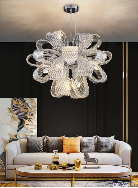 Luxury Glass Chandelier For Living Room Led Modern Home Decor Flower Chandeleir(WH-CY-216)