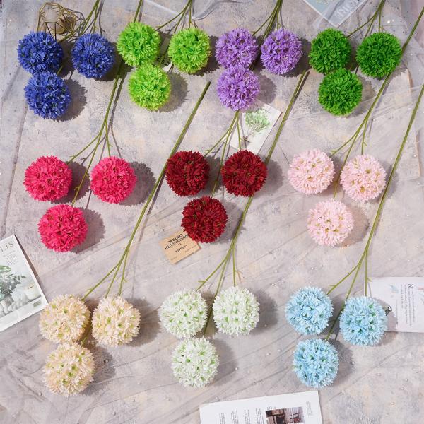 Pompom simulation faux flower bouquet for wedding floor arrangement, high-end decorative landscaping for wedding setup