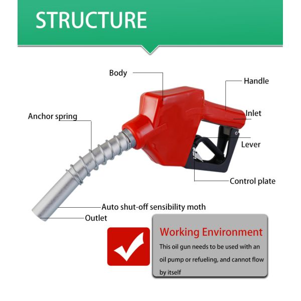 0-45l/MIN Diesel Fuel Nozzle Auto Shut Off For Petrol Gasoline Station