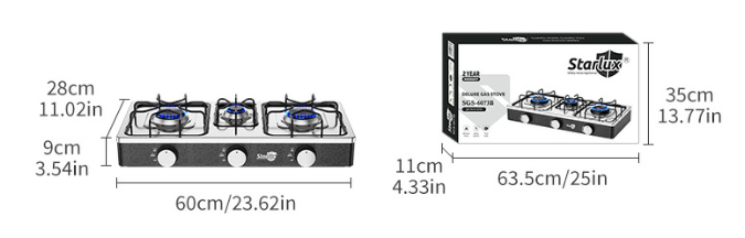Estufa de gas de acero inoxidable para el hogar con 2 quemadores, encimera, ecológica, con fuego ajustable