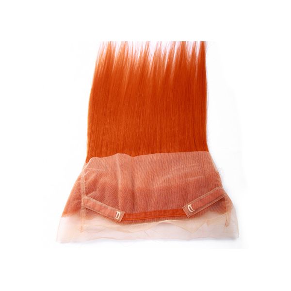 Smooth And Soft Human Hair Lace Closure Orange Color Medium Cap Size