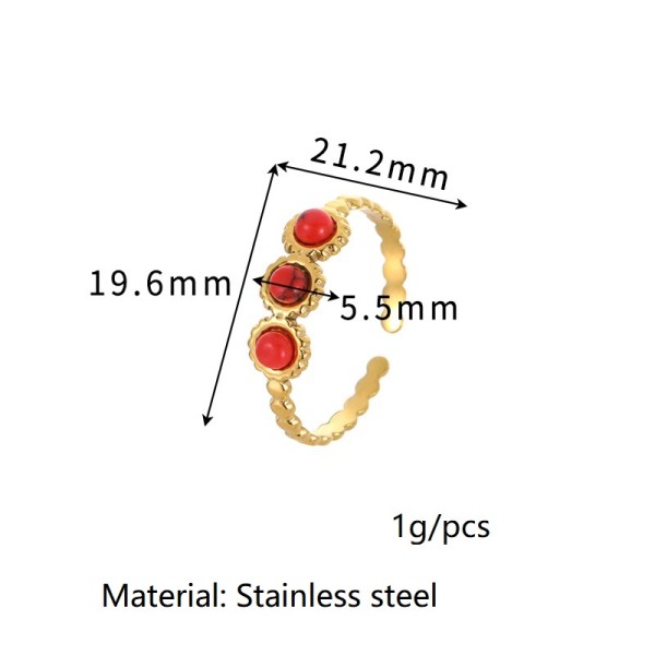 18k Gold Stainless Steel Turquoise Ring Understated Luxury Fashionable Versatile Open Ring Bracelet for Women