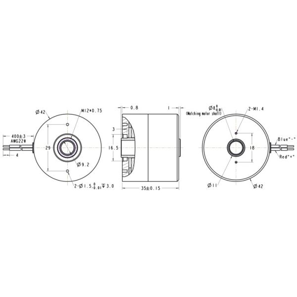 7.5W Miniature Electromagnetic Brake 42mm Diameter 35mm Thickness