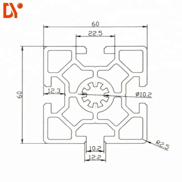 Square 6063 Extrusion Aluminium Tube Sections , Customized V Slot Aluminum Profile