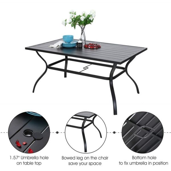 Outdoor Dining Set with Stackable Chair AJUNION Metal Space Restaurant Furniture