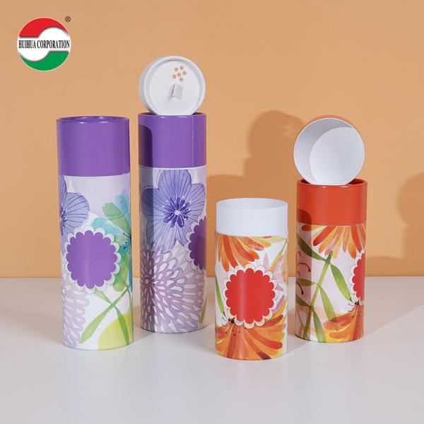 Tubo de papel personalizado OEM HUIHUA de buena calidad, caja de papel con tapa de interruptor y parte superior agitadora para pimienta en polvo