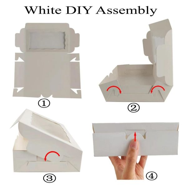 Caja de embalaje de papel Kraft plegable con ventana para pastel, postre y laminación brillante