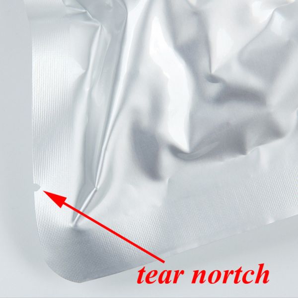 Flat Aluminum Foil Vacuum Bags , Mylar Frozen Food Packaging Bag With Tear