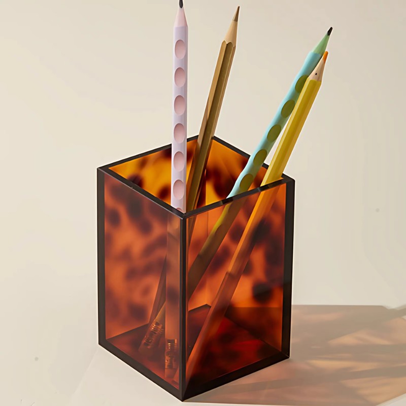 Factory Innovation Leopard-print Acrylic Box-shaped Customizable Makeup Organizer Desktop Storage Box