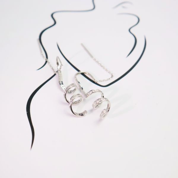 Customized 18K Gold Spiral Drop Diamond Earrings Fine Jewelry for Anniversary Wedding Banquet IGI GIA Lab Grown Diamonds