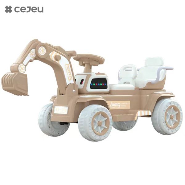 Rechargeable Battery Kids Ride On Toy Truck: Early Education, LED Lights, Max Speed 3-5KM/H