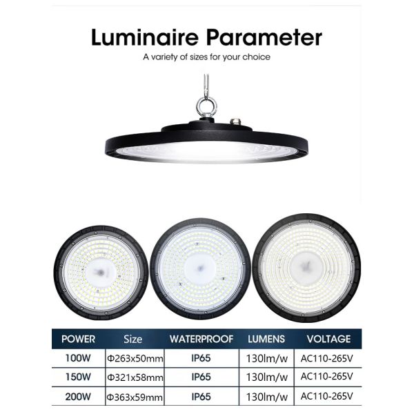 KCD Highbay Light Industrial Branco 100w 120w 150w 200w 300w 400w OVNI LED industrial LED linear LED redondo High Bay Light