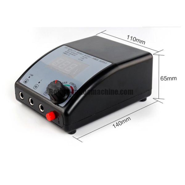 Black Dual Digital Tattoo Machine Power Supply 3 Digits Display Transformer