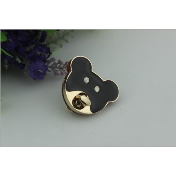 Hot production zinc alloy drip glue craft cute black & white bear decorative metal purse twist lock