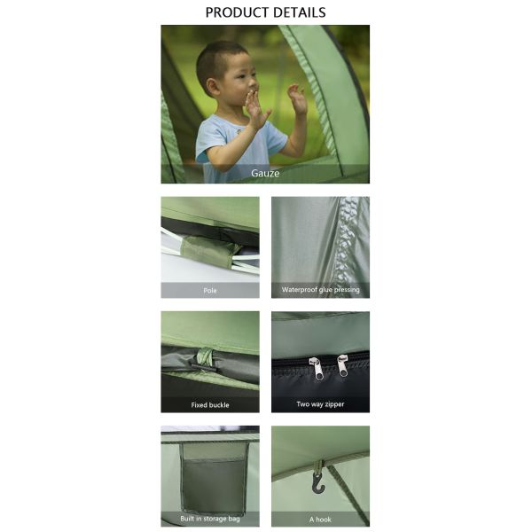 Панорамное окно с панорамным экраном зеленый 190T ПУ покрытый полиэстер Поп-Up палатка для кемпинга для активных действий на открытом воздухе