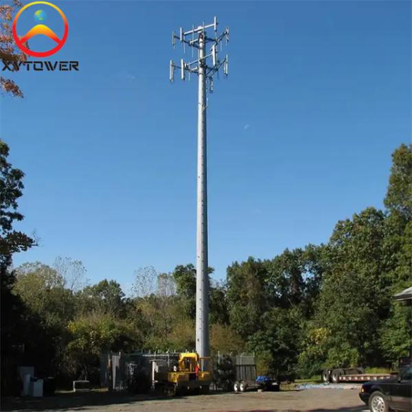 35m Galvanized Triangular Platform 5G WIFI Telecommunication Monopole