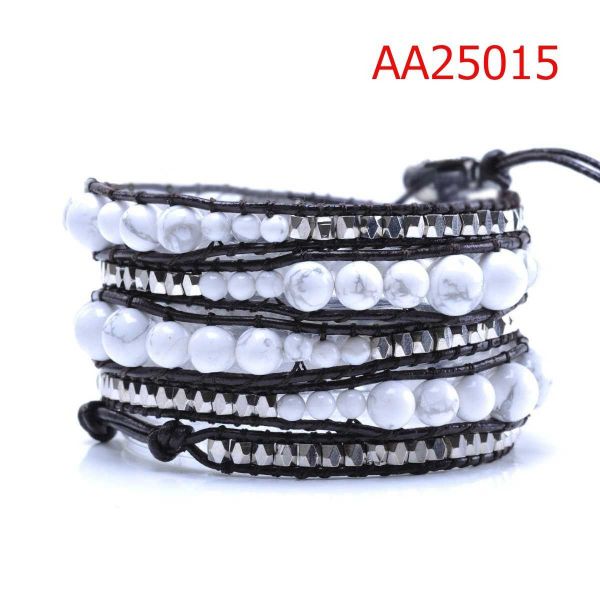 82cm Fashion Hand-wove Pearl Beads Leather Wrap Bracelets