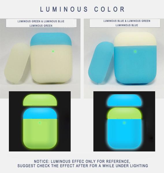 Compatible for AirPods Case 2 & 1 Shockproof Protective Silicone Cover Skin for AirPods Charging Case Luminous