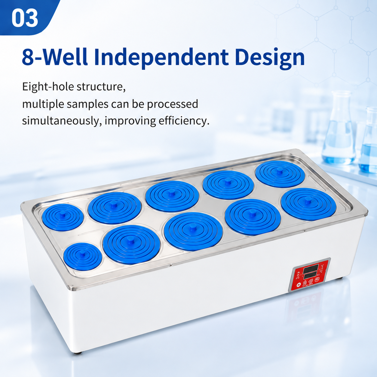 Cenlee Aquaculture Hygiene Education Lab Safe Heating HH-8 8-Hole PID Control 100°C Water-Shortage Protection Digital Water Bath