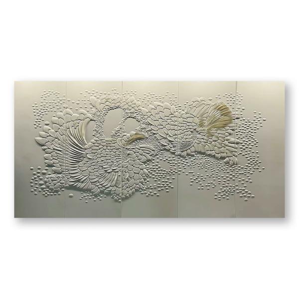 3D Leather Carved Accent Wall Panel Modern Design Interior Decoration