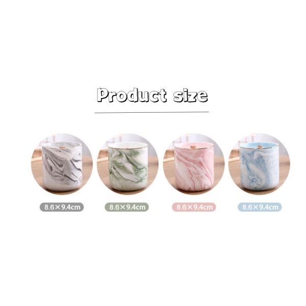 Luxury Home Scented Candles Ceramic Marble Wooden Wick Candle Jars With Metal Lids