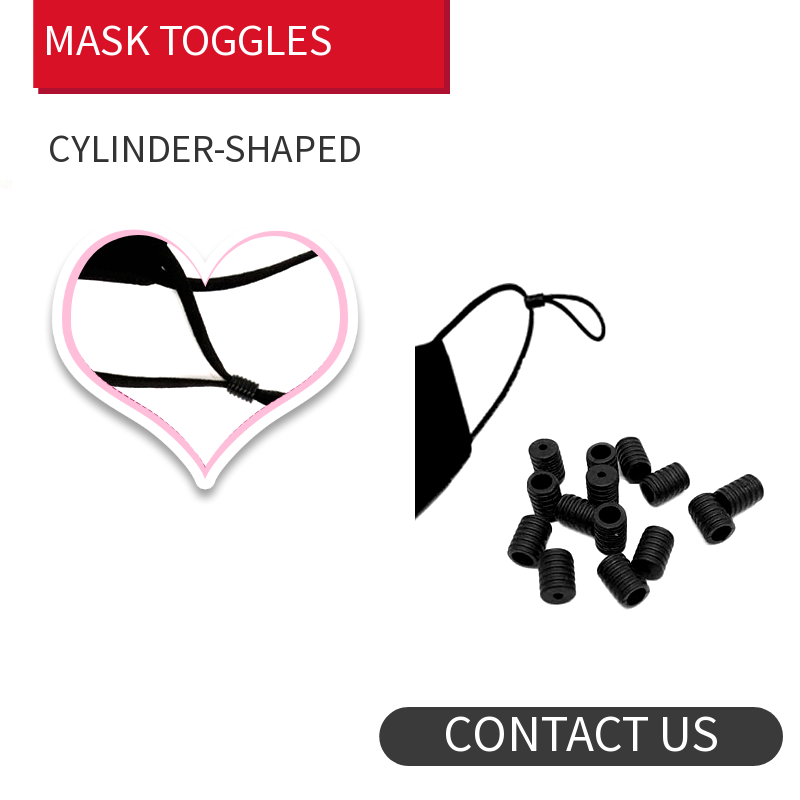 Washable Black Toggles Face Mask Sun 9mm Plastic Cord Stopper