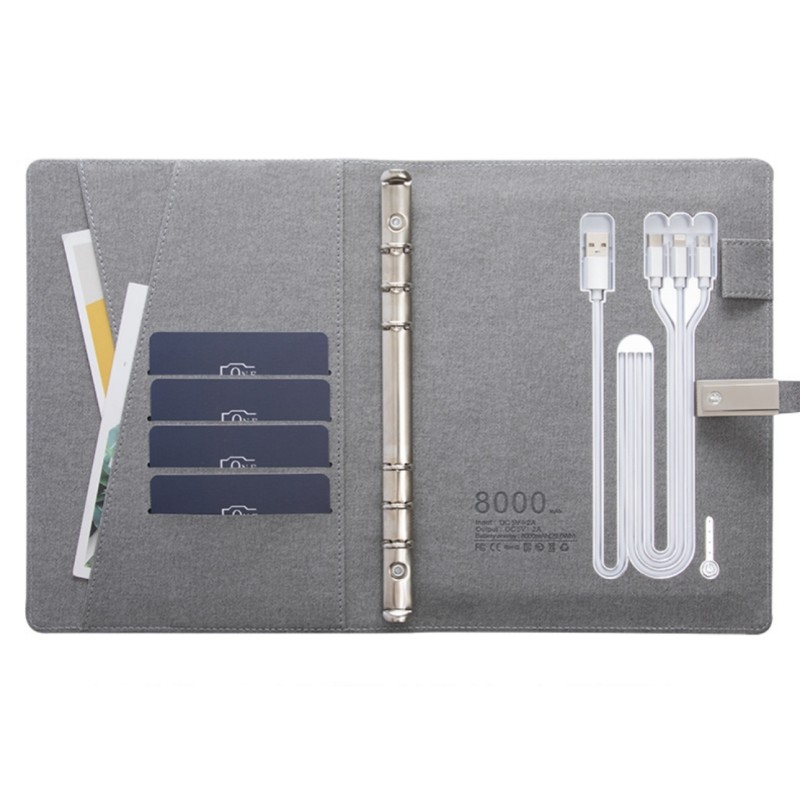 Premium USB Power Bank Notebook Loose Leaf Binder Business Gift Customizable