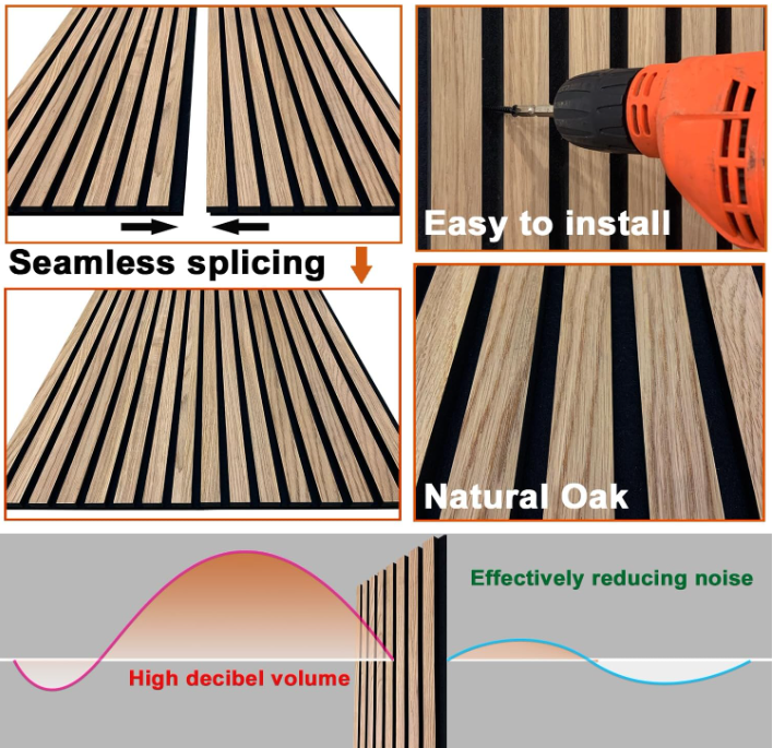 Fast Installation Wood Slat Acoustic Panels For Office Studio Easy Maintenance