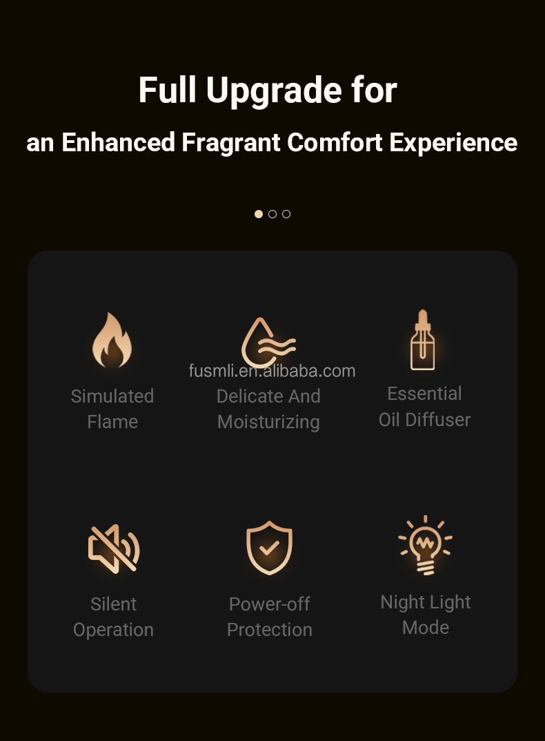 FUSMLI ODM 5V Aromatherapy Portable 3D Glass Body 120ML Type-C Aroma Diffuser Crystal Flame Lightweight