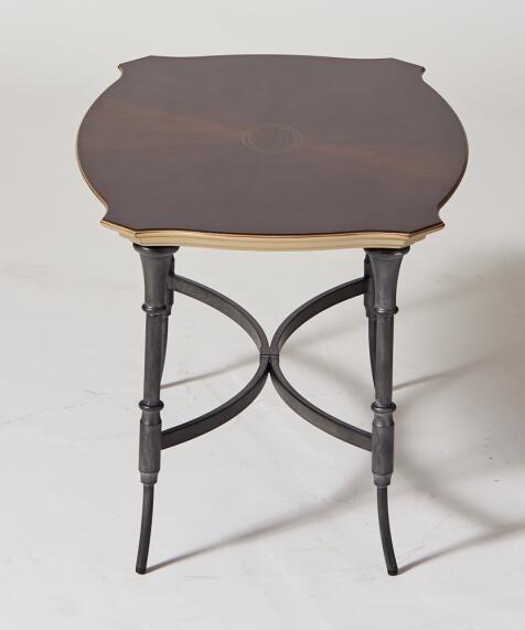 Wood veneer top with Antiique gold edge metal base side table/end table/coffee table for 5-star hotel bedroom