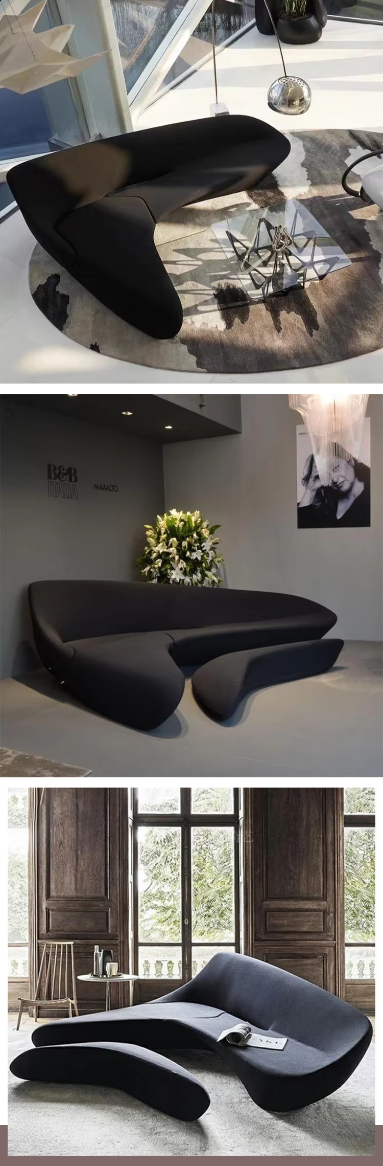 Half Moon Leather Living Room Home Furniture Moon Shape System Sofa