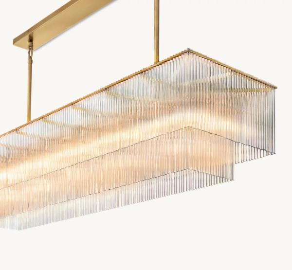 Amadeo Rectangular Modern Glass Chandelier con cableado 110-240V