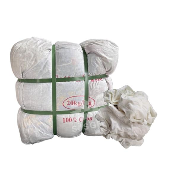 High absorbency 100% Cotton White wiping Rags Industrial Cleaning cotton rag t shirt rags for water and oil