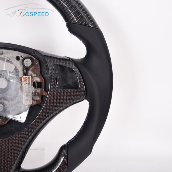 Tricolor Stiching Stripe Carbon Fiber Car Steering Wheel LED For BMW Racing