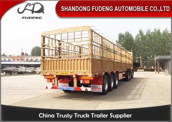 Three Axles Aluminum Livestock Trailers / Stake Bed Trailer With Four  Main Beam