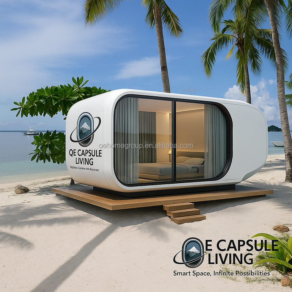 Prefabricated 40 Fthotel Modular Steel Space Capsule House Mobile Container Houses With Toilet For 5 Persons Bedroom