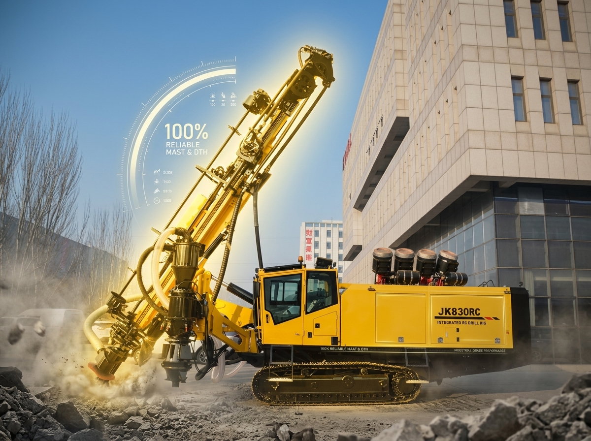 Jinke JK830 Heavy Duty Crawler DTH Drill Rig 165mm Max Hole Diameter Diesel Quarry Blast Hole Drilling